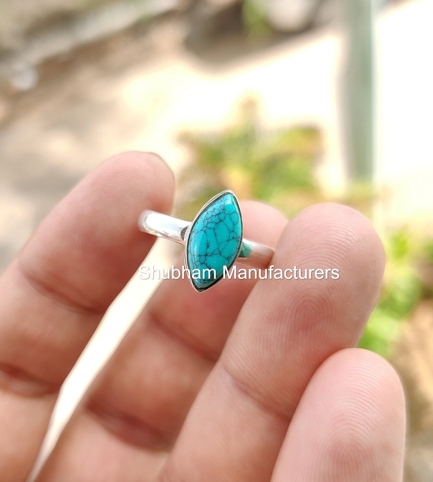 Genuine Turquoise Ring, 925 Sterling Silver Ring, Boho Gemstone Ring, Marquise Shape Ring, Handmade Turquoise Jewelry, December Birthstone