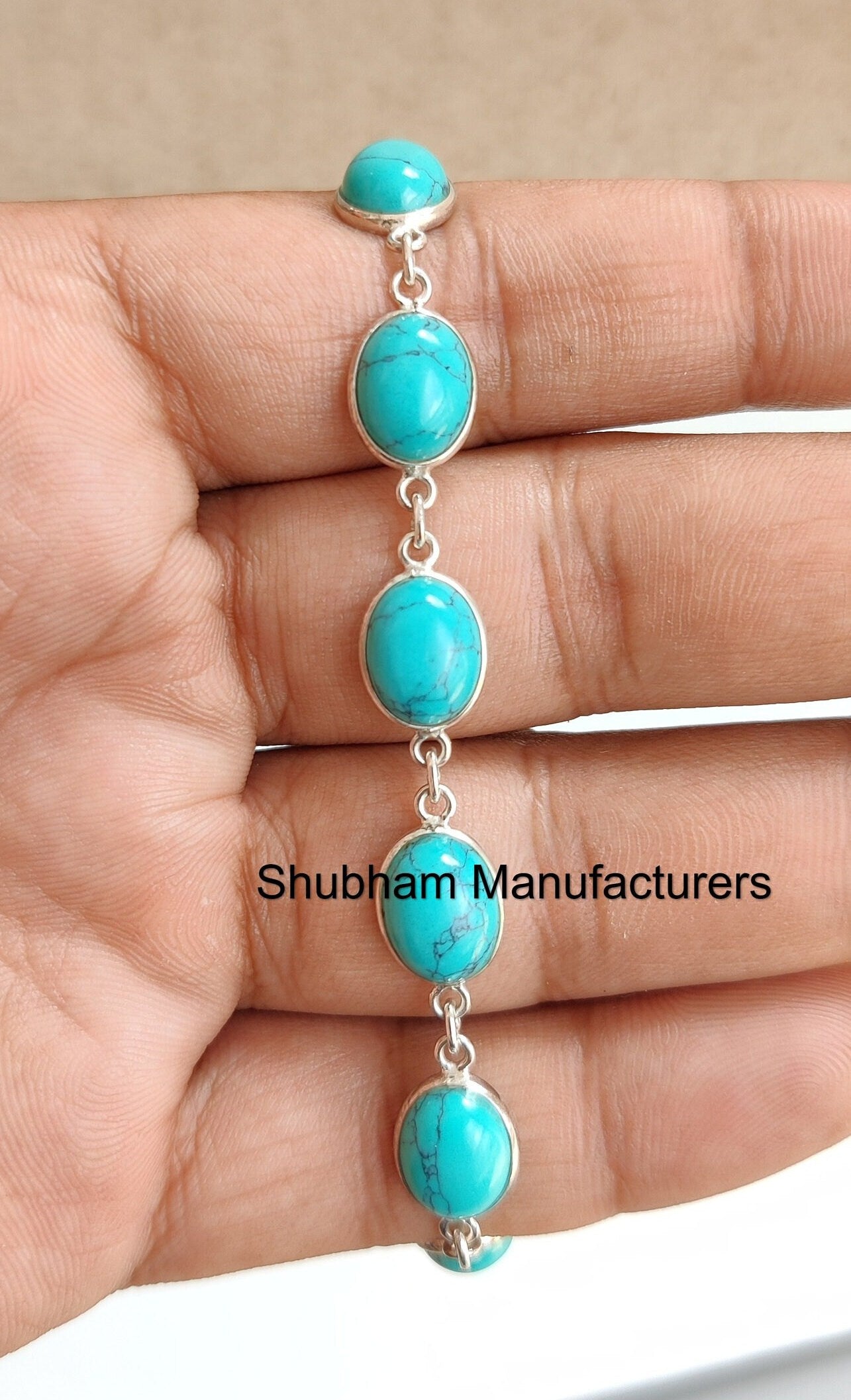 Natural Turquoise Bracelet, 925 Sterling Silver Bracelet, Blue Gemstone Jewelry, Dainty Women Bracelet, December Birthstone,Fashion Bracelet