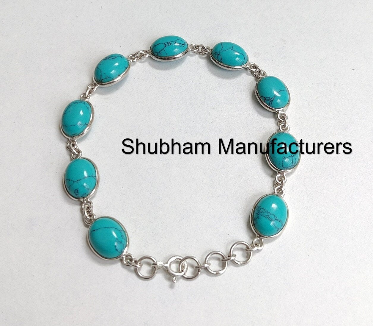 Natural Turquoise Bracelet, 925 Sterling Silver Bracelet, Blue Gemstone Jewelry, Dainty Women Bracelet, December Birthstone,Fashion Bracelet