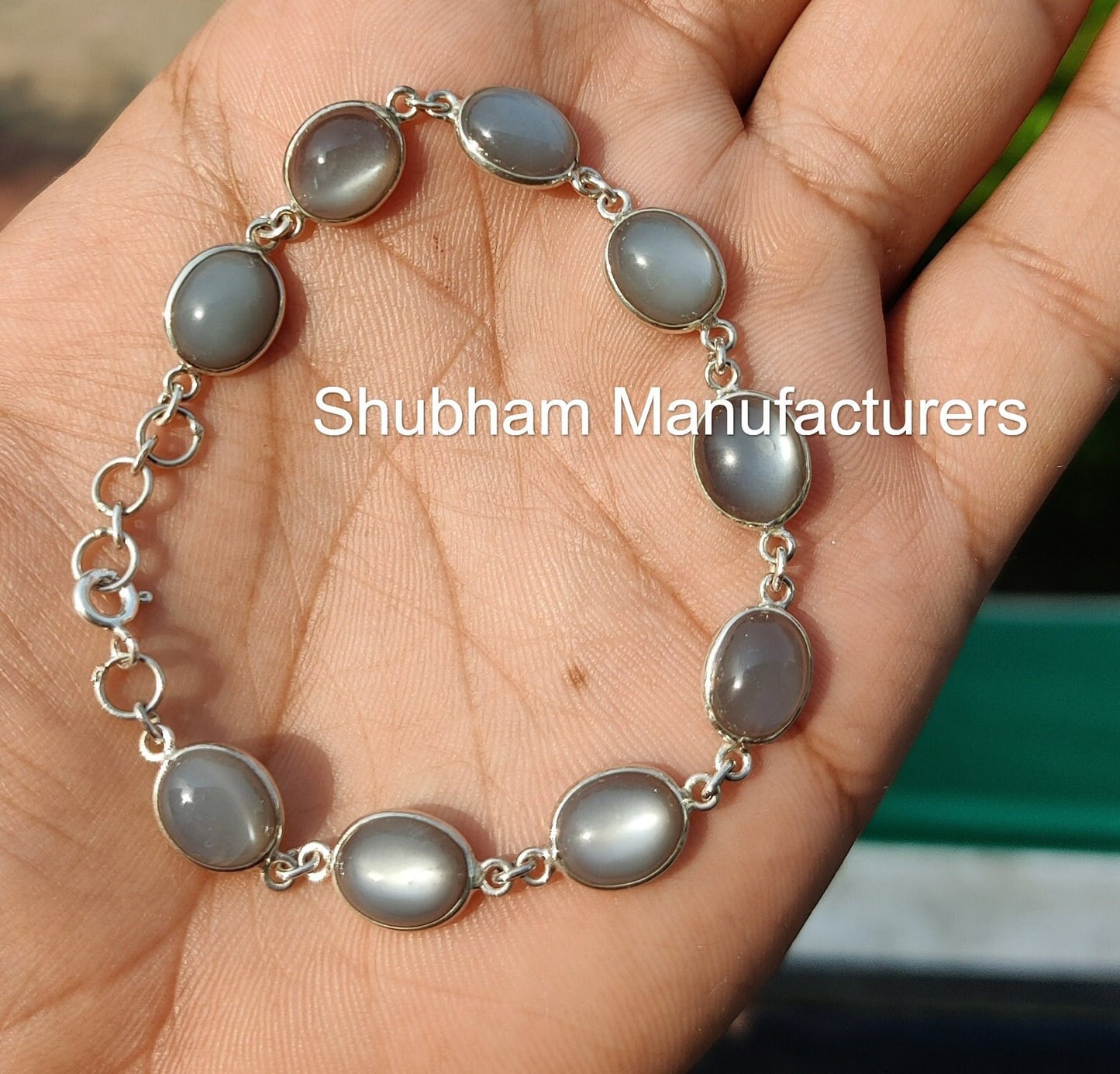 Gray Moonstone Bracelet, 925 Sterling Silver Bracelet, Moonstone Jewelry, Healing Gemstone, Jewelry for Women, Adjustable Handmade Bracelet