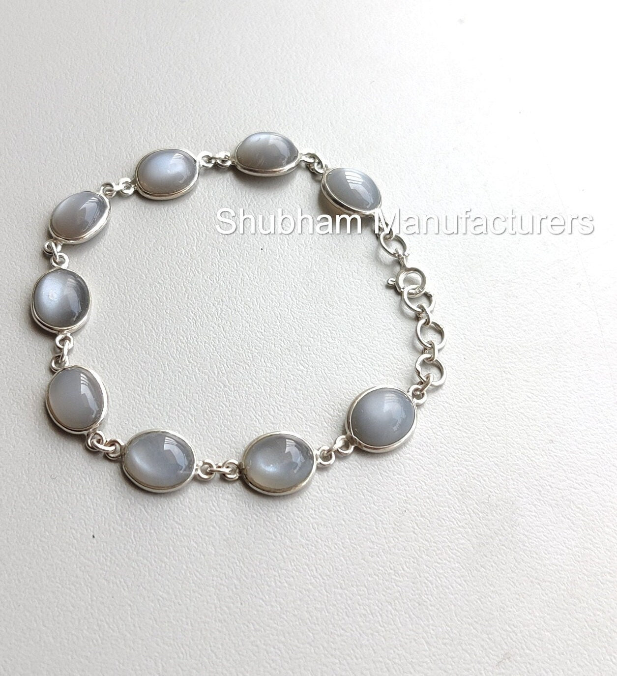 Gray Moonstone Bracelet, 925 Sterling Silver Bracelet, Moonstone Jewelry, Healing Gemstone, Jewelry for Women, Adjustable Handmade Bracelet