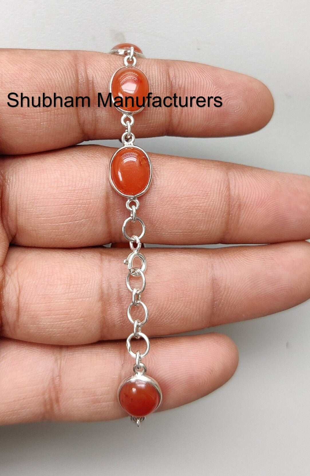 Natural Carnelian Bracelet, 925 Sterling Silver Bracelet, Simple Everyday Bracelet, Orange Gemstone Jewelry, Handmade Bracelet for Women