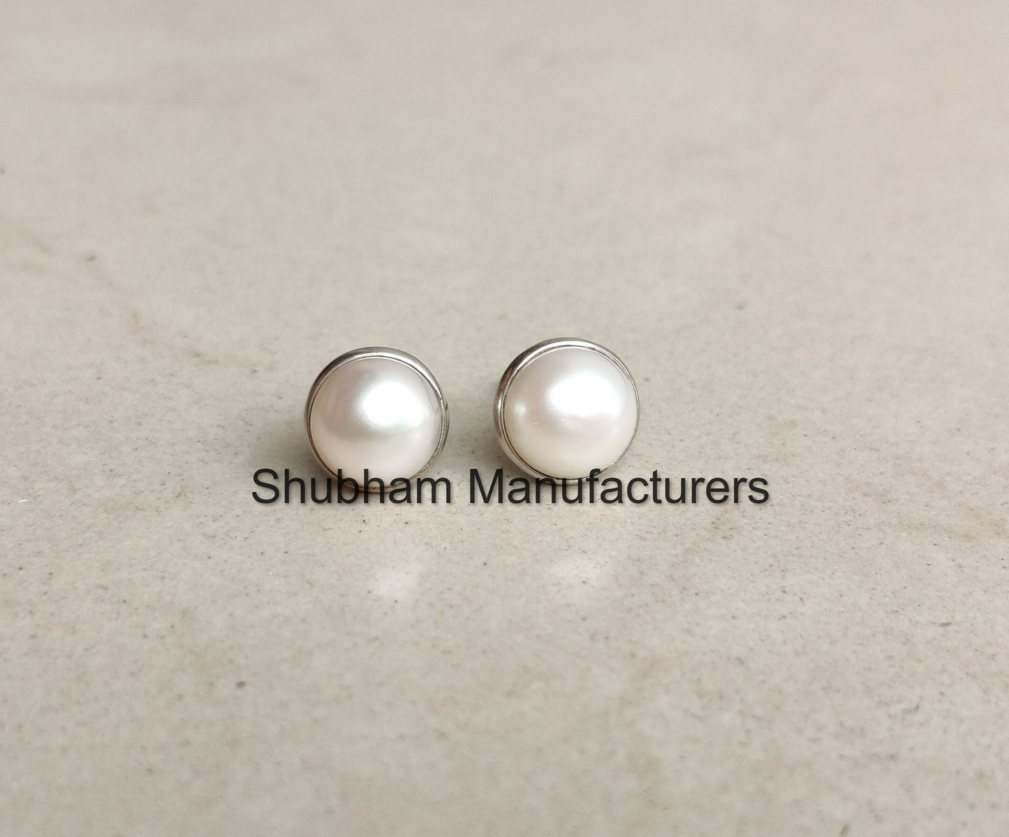White Pearl Stud Earrings, 925 Sterling Silver Studs, Bridesmaid Pearl Earrings, Fresh Water Pearl Jewelry, Wedding Earrings,June Birthstone