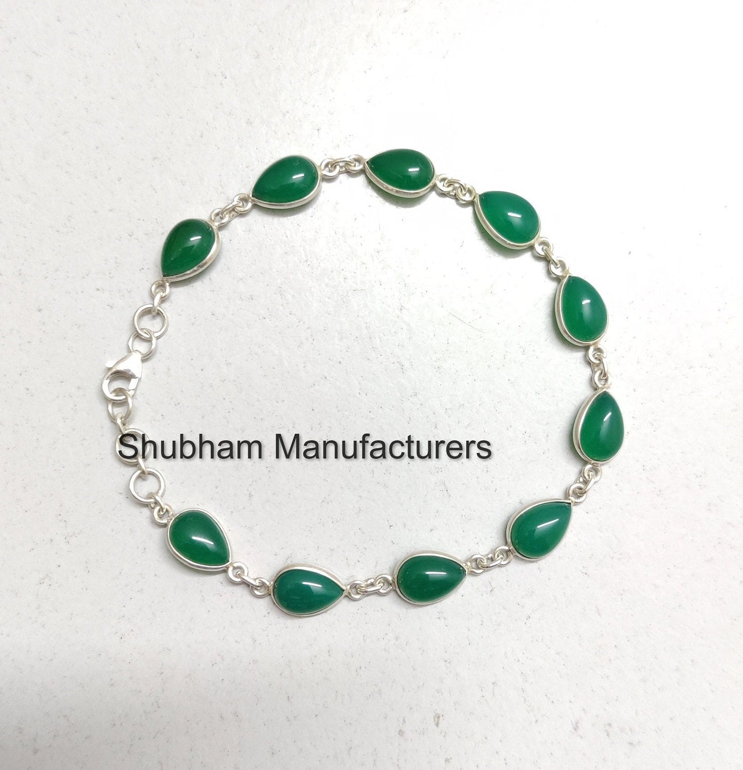 Natural Green Onyx Bracelet, 925 Sterling Silver Bracelet, Green Stone Adjustable Bracelet, Handmade Gemstone Jewelry, Birthstone Bracelet