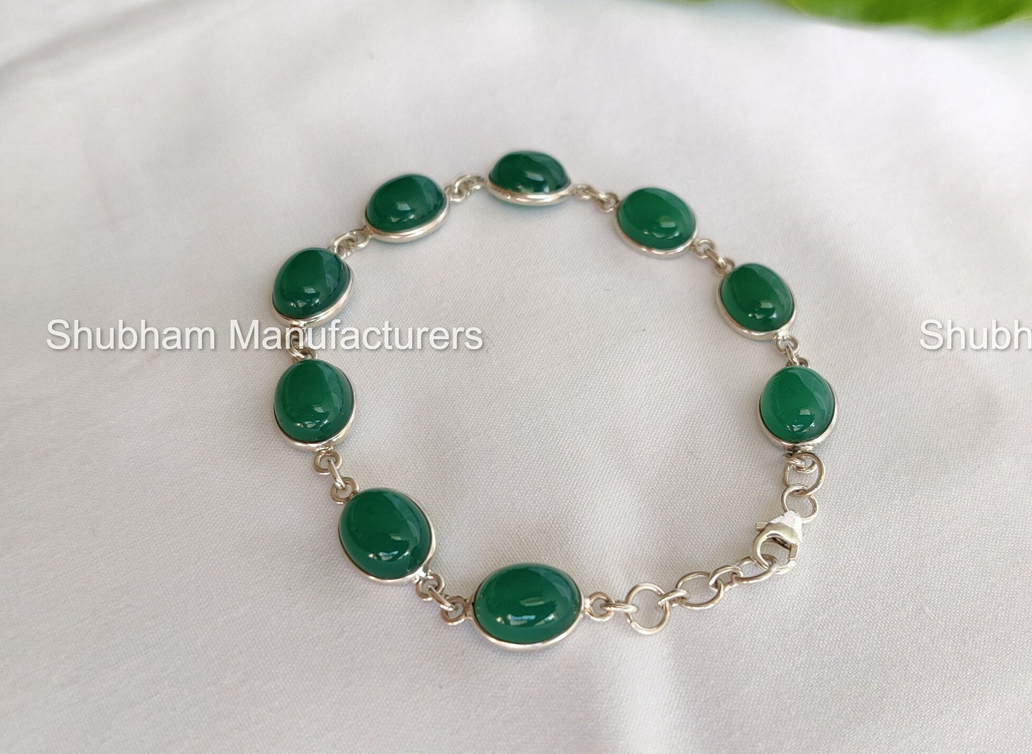Genuine Green Onyx Bracelet, 925 Sterling Silver Bracelet, Green Gemstone Adjustable Bracelet, Dainty Minimalist Bracelet for Women