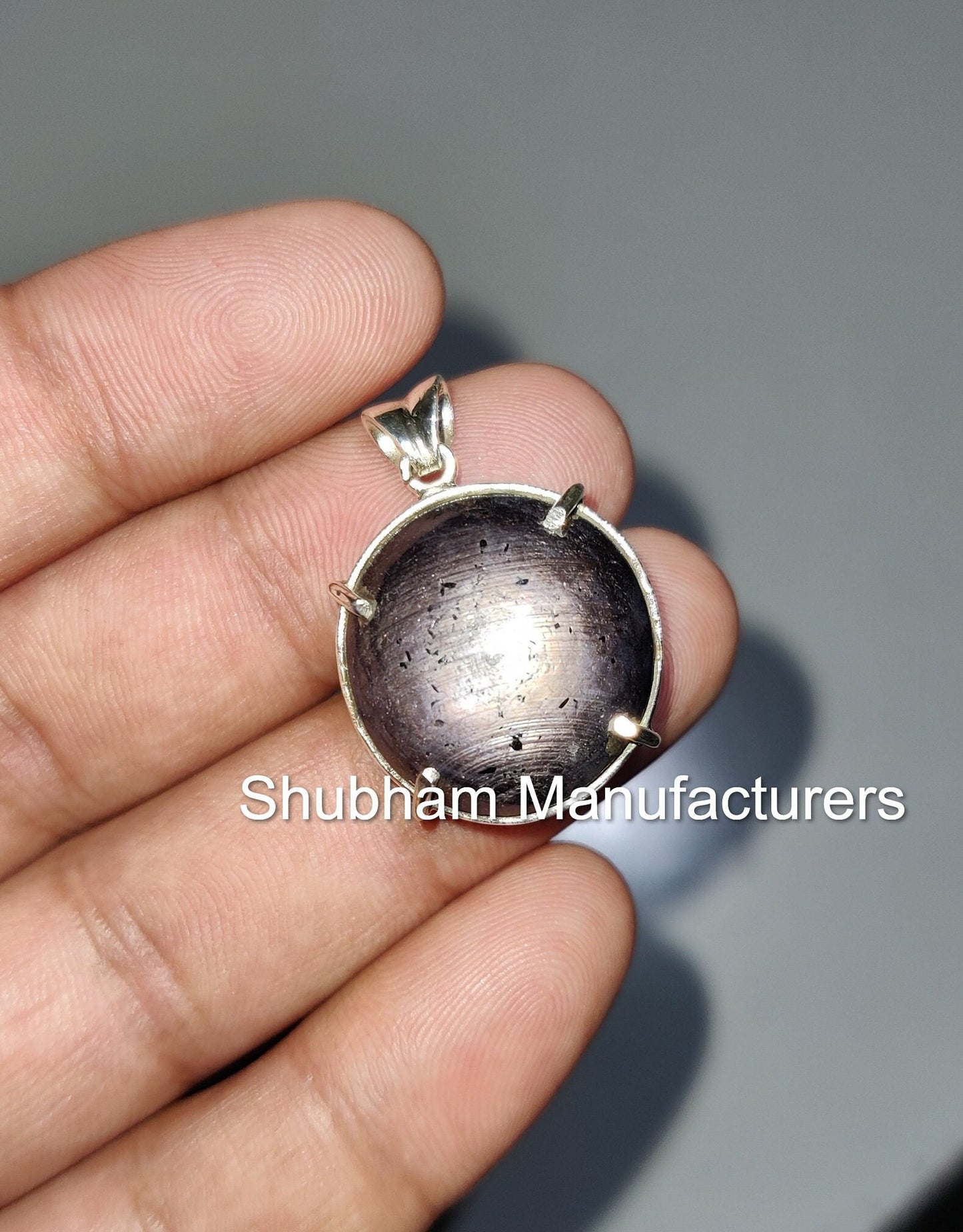 Natural Star Ruby Pendant, 925 Sterling Silver Jewelry, Star Ruby Cabochon, Ruby Star Jewelry, Round Cabochon Pendant, Birthstone Pendant