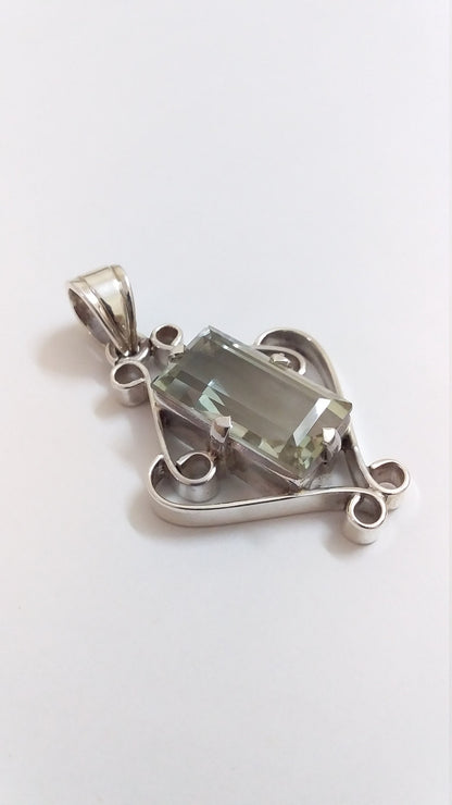 Green Amethyst Pendant - Amethyst Necklace - 925 Sterling Silver Pendant - Handmade Pendant - Gemstone Pendant - Silver Jewelry Pendant