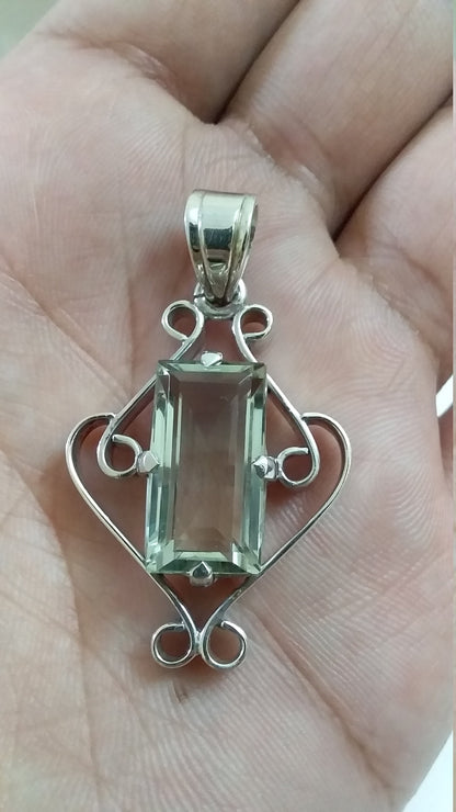 Green Amethyst Pendant - Amethyst Necklace - 925 Sterling Silver Pendant - Handmade Pendant - Gemstone Pendant - Silver Jewelry Pendant