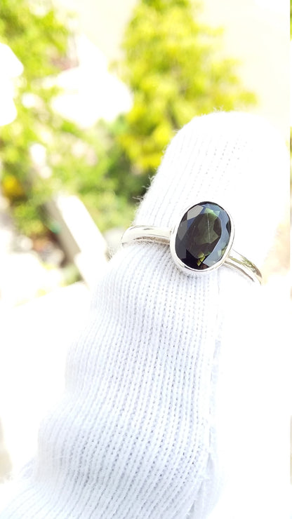 Natural Green Tourmaline Ring 925 Silver Ring Oval Shape Gemstone Regular Cut Handmade Ring Daily wear Women Simple Ring size 5