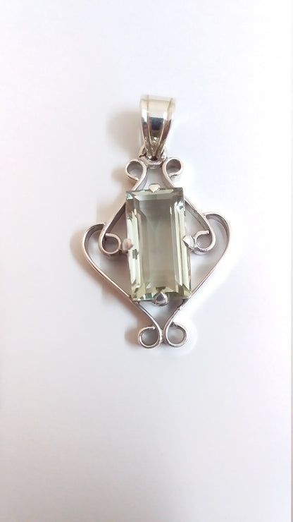 Green Amethyst Pendant - Amethyst Necklace - 925 Sterling Silver Pendant - Handmade Pendant - Gemstone Pendant - Silver Jewelry Pendant