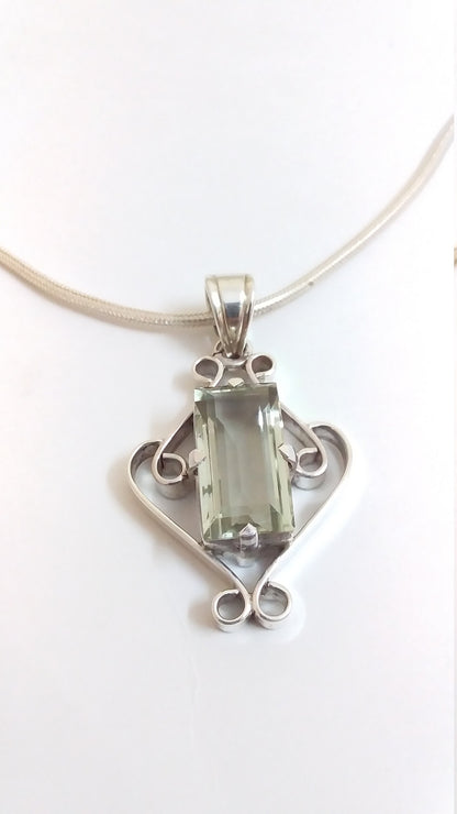 Green Amethyst Pendant - Amethyst Necklace - 925 Sterling Silver Pendant - Handmade Pendant - Gemstone Pendant - Silver Jewelry Pendant