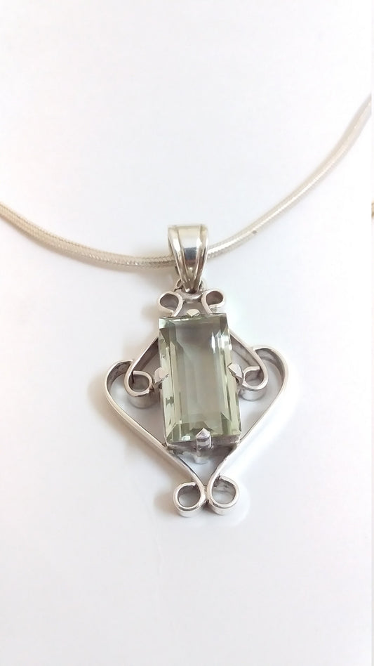 Green Amethyst Pendant - Amethyst Necklace - 925 Sterling Silver Pendant - Handmade Pendant - Gemstone Pendant - Silver Jewelry Pendant