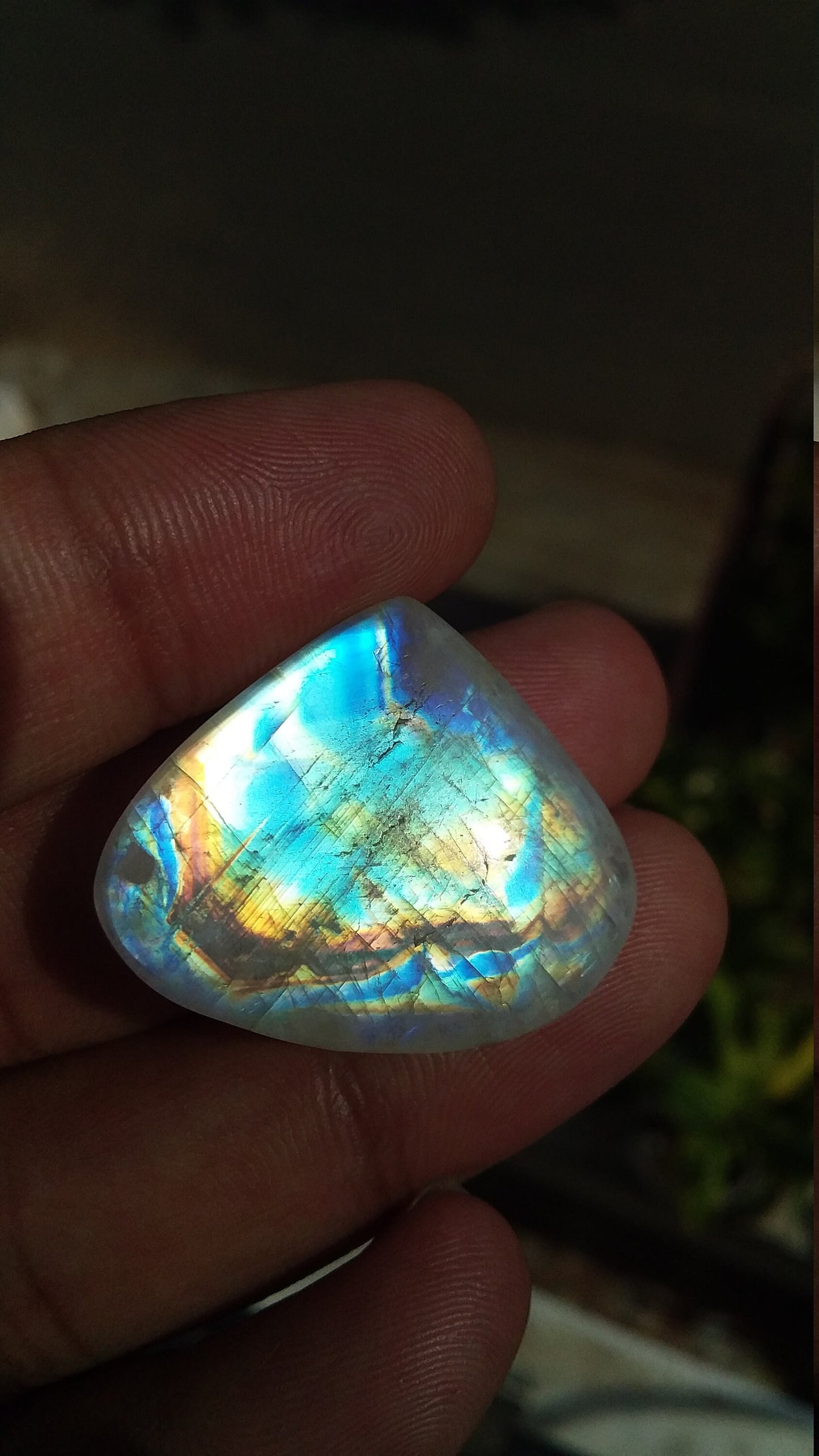 Natural Rainbow Moonstone Fancy Shape Multi Fire Cabochon 30x24x9 MM 48 Carat Stone Semi Precious Loose Gemstone