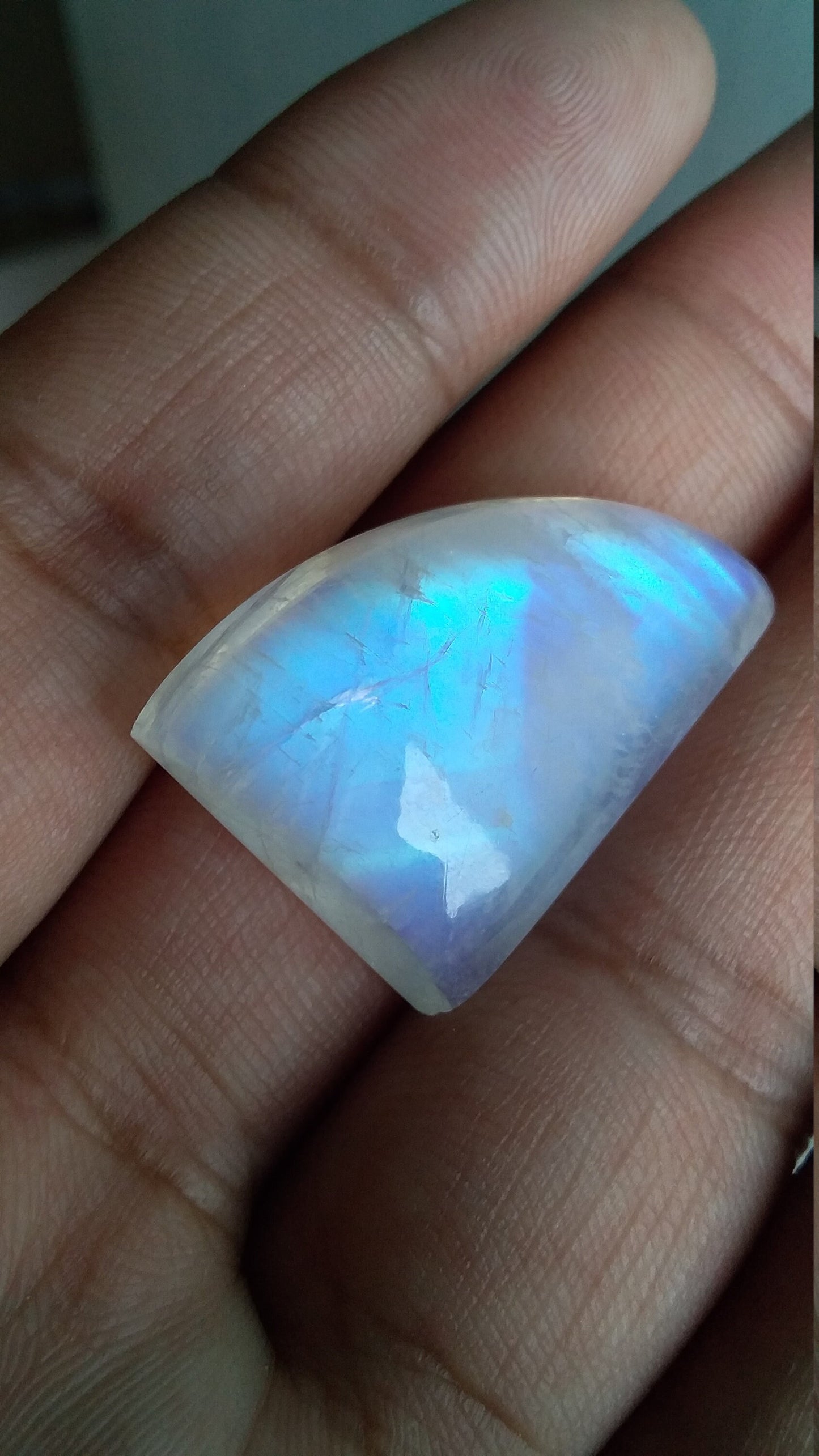 Blue Fire Moonstone, Natural Rainbow moonstone, Fancy Shape Loose Gemstone, Both Side Blue Flash, Smooth Polished, Stone For Jewelry Making