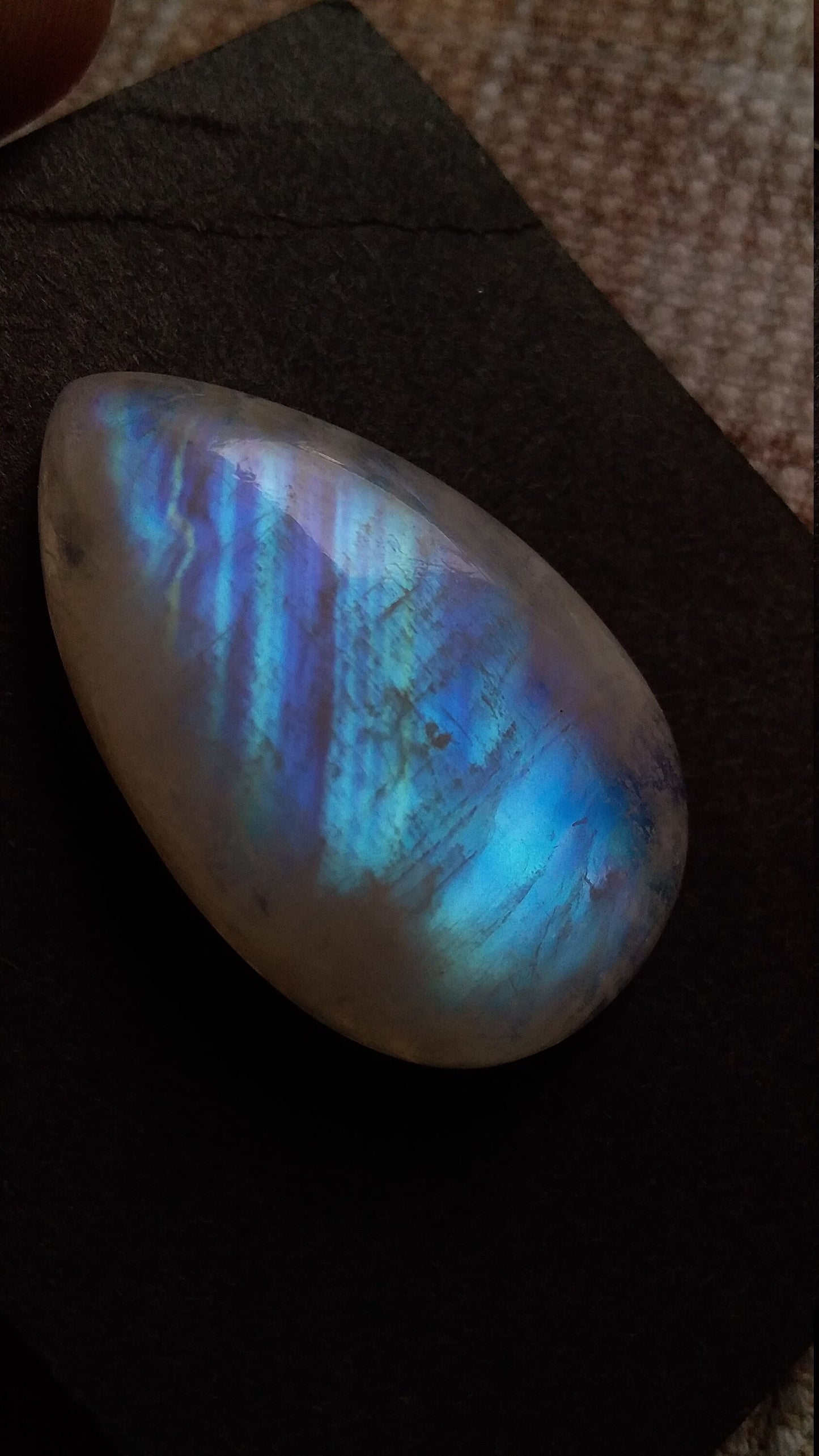 Rainbow moonstone cabochon gemstone pear, Blue fire moonstone, Rainbow Moonstone Cabochon For Unique Jewelry Making, Cabochon For Pendant