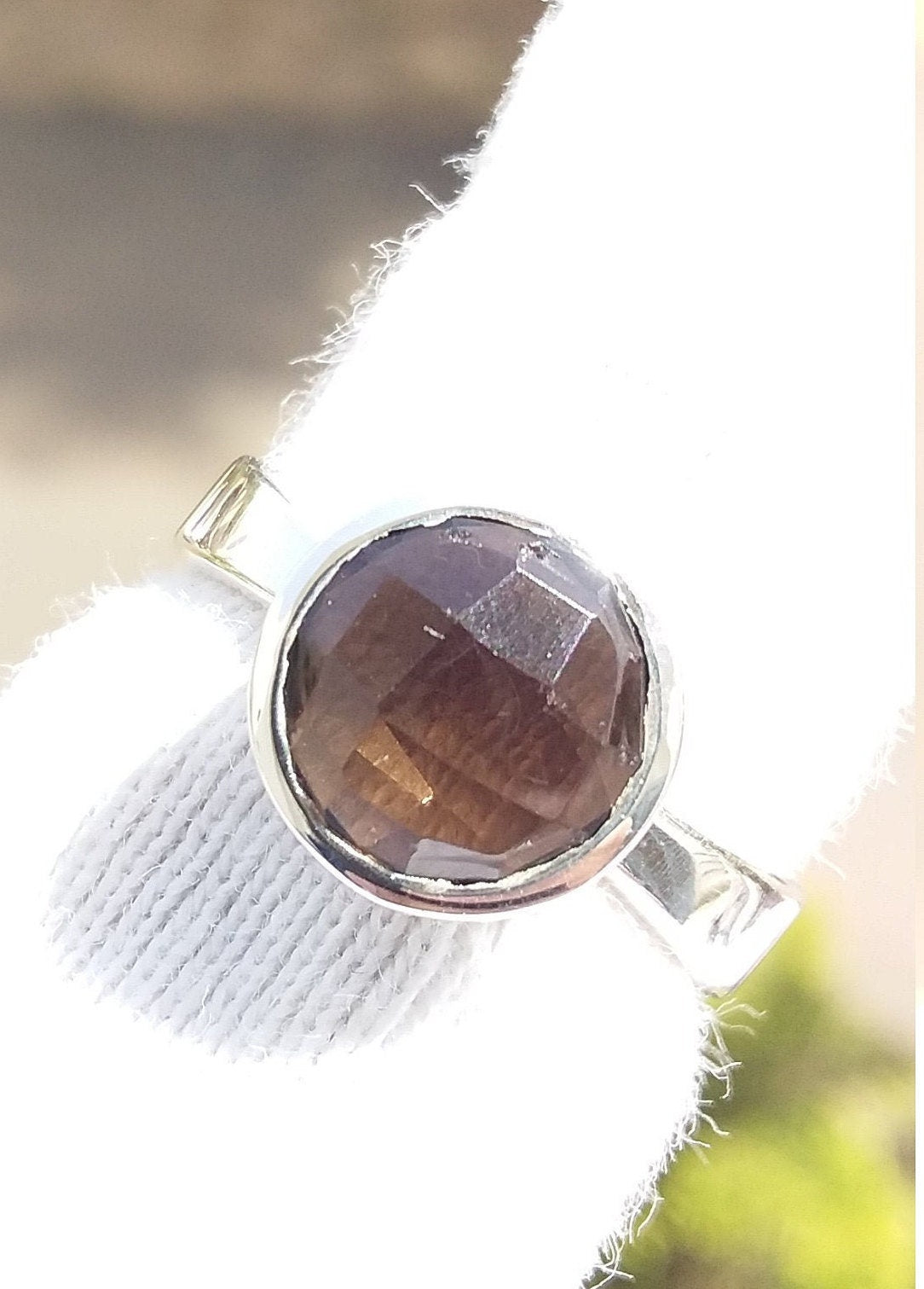 Smoky quartz silver ring, Brown Gemstone Smoky Ring, Statement Ring, Champagne brown Quartz, Affordable Jewelry Daily wear Ring Size 5