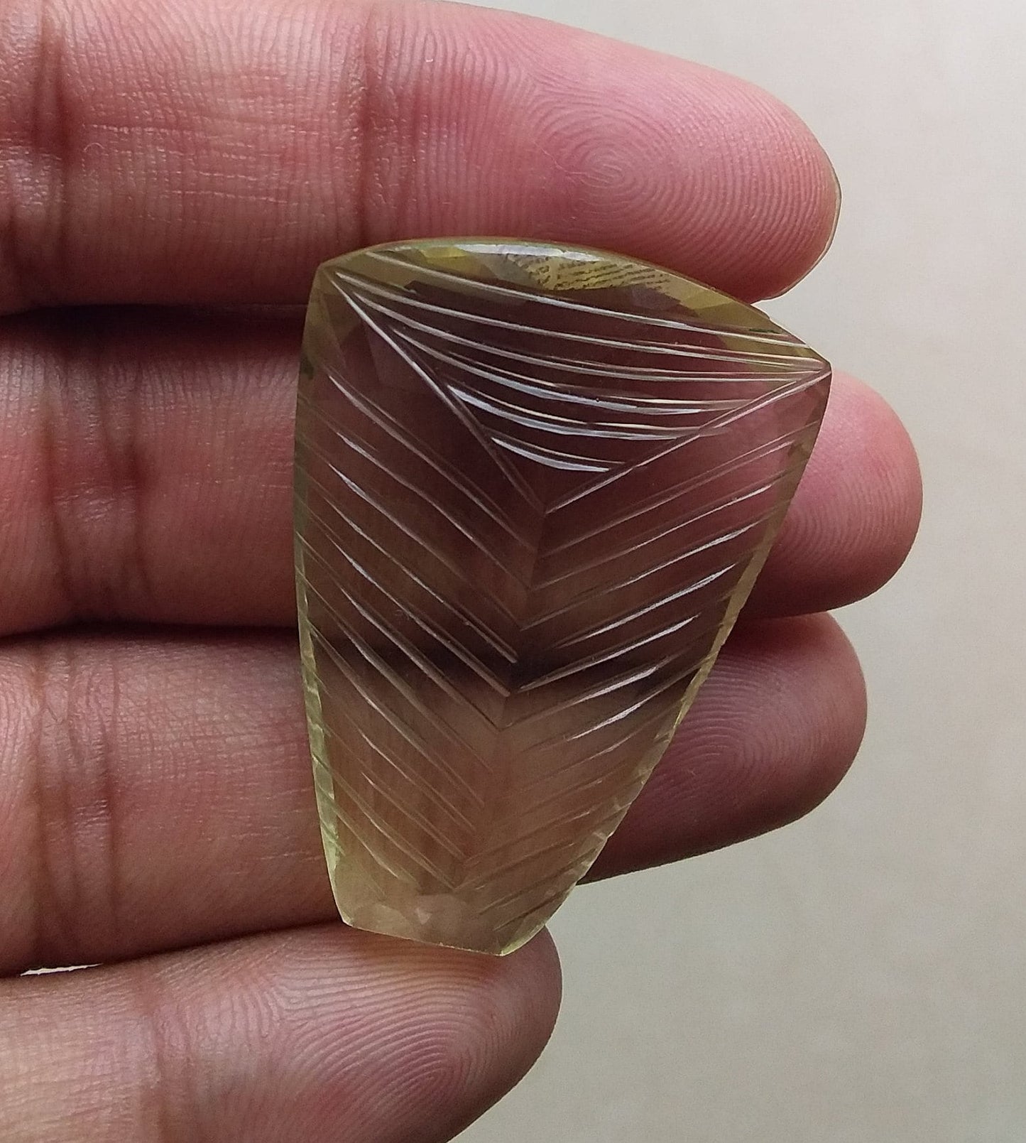 Lemon Quartz Beautifully Carved Big Gemstone 72 Carat Yellow Gemstone Carving Semi Precious Faceted Back Wire Wrap Jewelry Stone