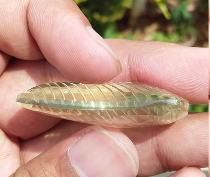 Lemon Quartz Beautifully Carved Big Gemstone 72 Carat Yellow Gemstone Carving Semi Precious Faceted Back Wire Wrap Jewelry Stone