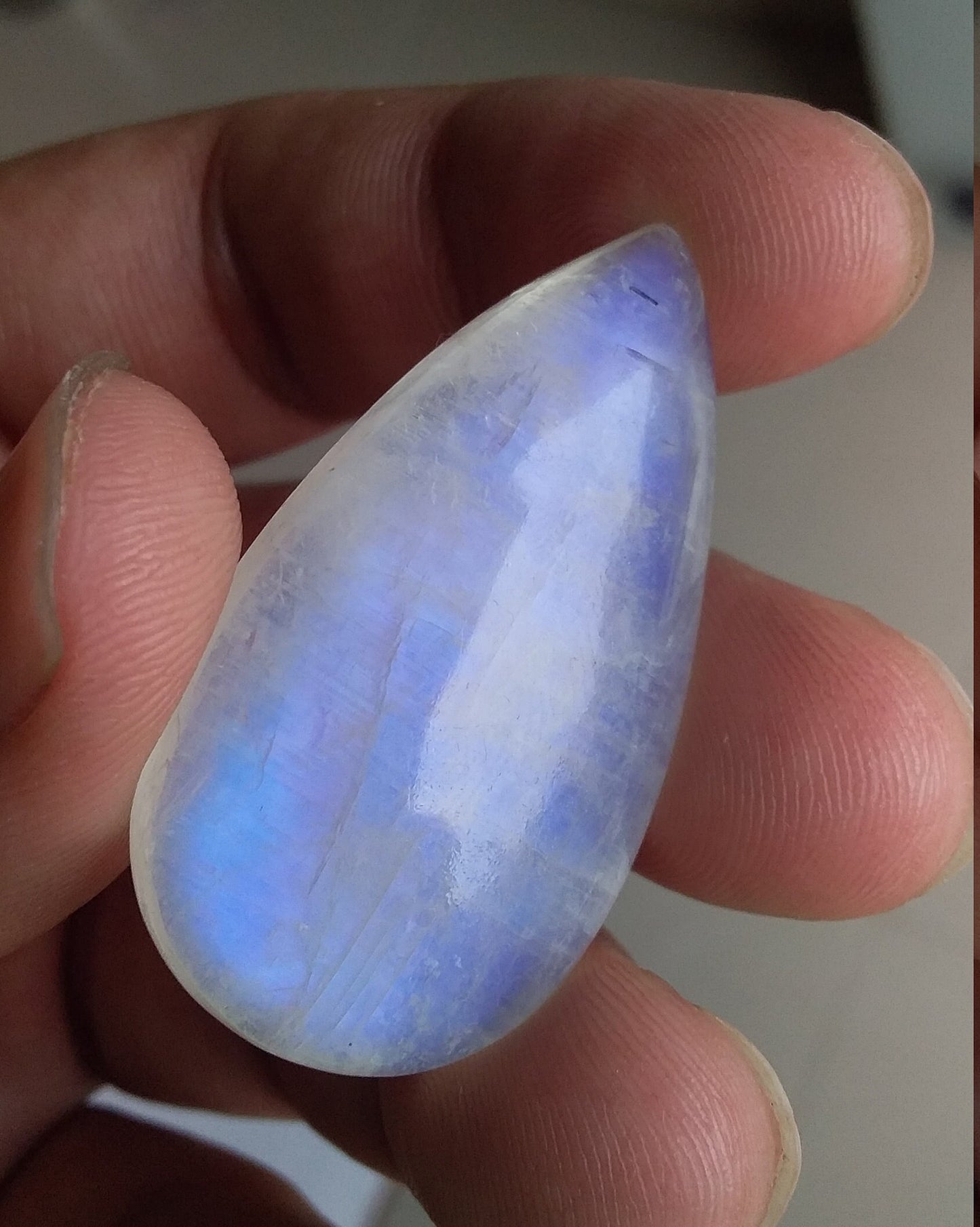 Natural Rainbow Moonstone, Tear Drop Shape Cabochon, 41x22x9 MM 62 Carat, Semi Precious Loose Gemstone, Stone for Jewelry Making