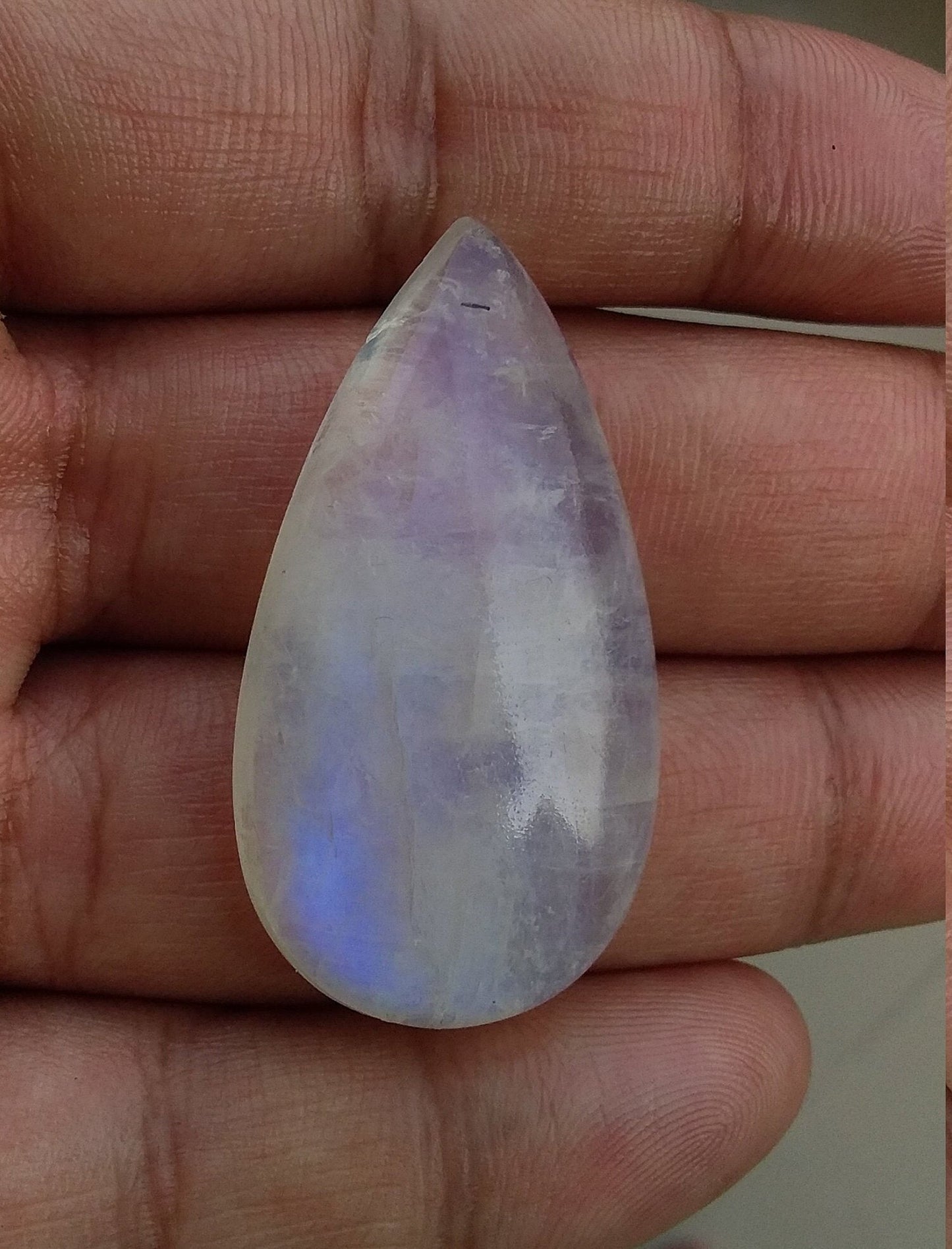 Natural Rainbow Moonstone, Tear Drop Shape Cabochon, 41x22x9 MM 62 Carat, Semi Precious Loose Gemstone, Stone for Jewelry Making