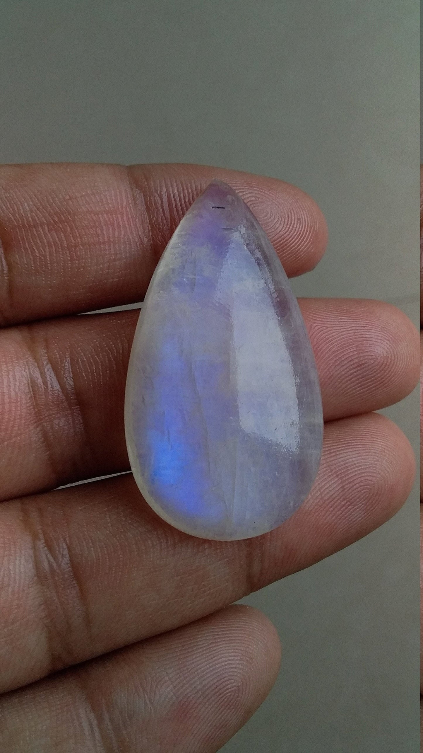 Natural Rainbow Moonstone, Tear Drop Shape Cabochon, 41x22x9 MM 62 Carat, Semi Precious Loose Gemstone, Stone for Jewelry Making