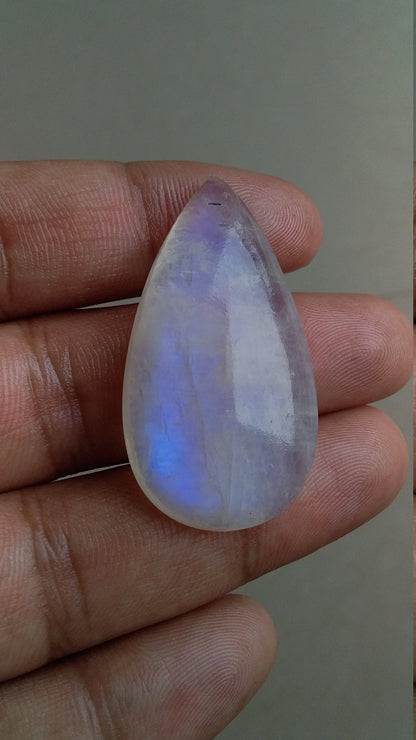 Natural Rainbow Moonstone, Tear Drop Shape Cabochon, 41x22x9 MM 62 Carat, Semi Precious Loose Gemstone, Stone for Jewelry Making