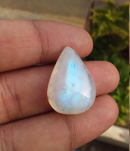 Natural Rainbow Moonstone, Loose Gemstone Natural, Pear Shape Stone, Blue Fire Cabochon, Semi Precious Loose Gemstone, Fireplay Moonstone