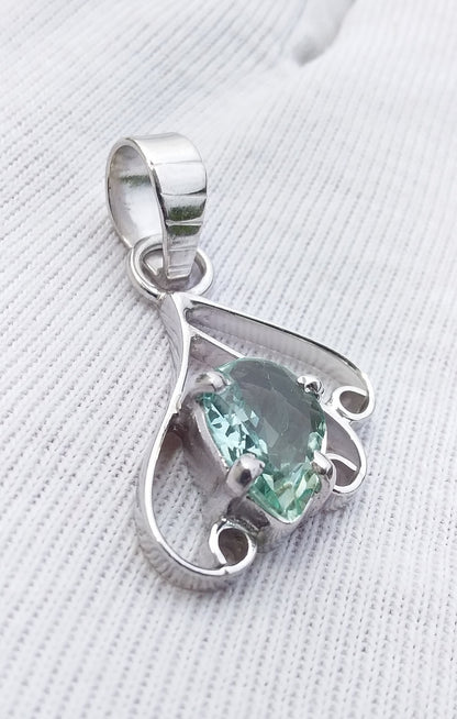 Natural Aquamarine 925 Sterling Silver Handmade Pendant Pear Shape Stone, Fine Quality