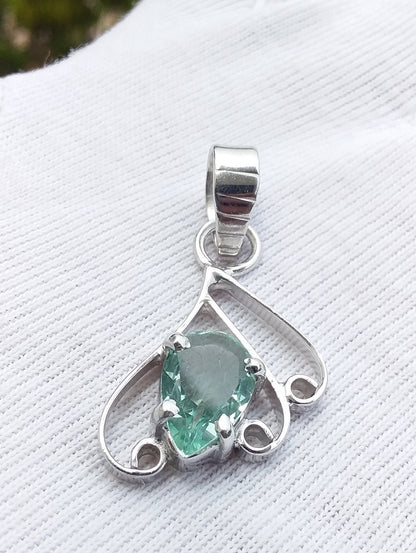 Natural Aquamarine 925 Sterling Silver Handmade Pendant Pear Shape Stone, Fine Quality