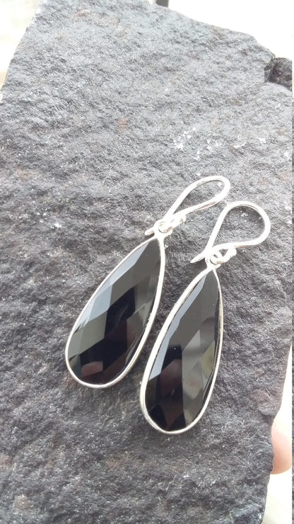 Black Onyx Earring, Sterling Silver Jewelry, Handmade Earrings, Gift for Her, Drop Dangle Earrings, Gem Stone Earrings, Silver Jewellery
