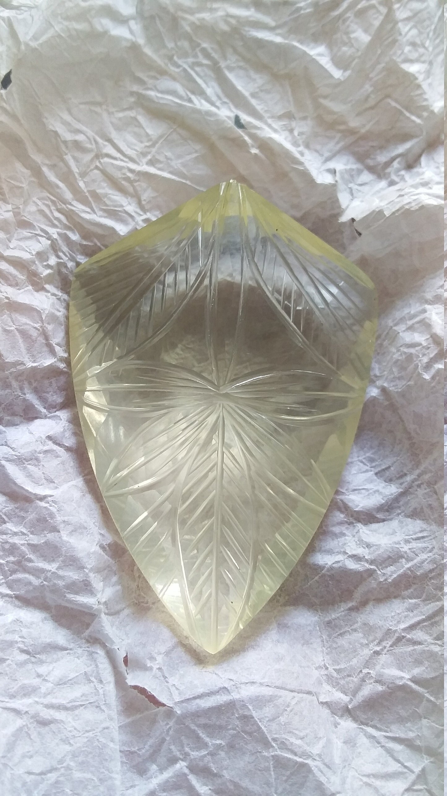 Lemon Quartz Beautifully Carved Big Gemstone 168 Carat Yellow Gemstone Carving Semi Precious Faceted Back Wire Wrap Jewelry Stone