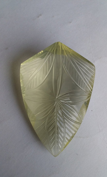 Lemon Quartz Beautifully Carved Big Gemstone 168 Carat Yellow Gemstone Carving Semi Precious Faceted Back Wire Wrap Jewelry Stone