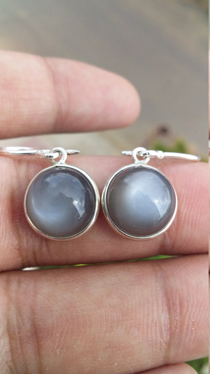 Gray Moonstone Earrings, 925 Sterling Silver Moonstone Earrings, Gift for her, Birthday Earrings, Gift Ideas