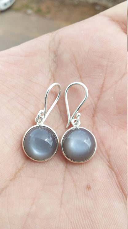 Gray Moonstone Earrings, 925 Sterling Silver Moonstone Earrings, Gift for her, Birthday Earrings, Gift Ideas