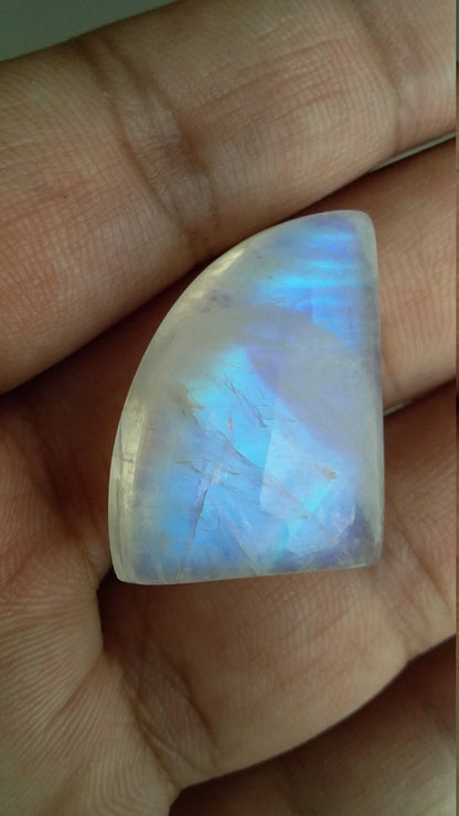 Blue Fire Moonstone, Natural Rainbow moonstone, Fancy Shape Loose Gemstone, Both Side Blue Flash, Smooth Polished, Stone For Jewelry Making