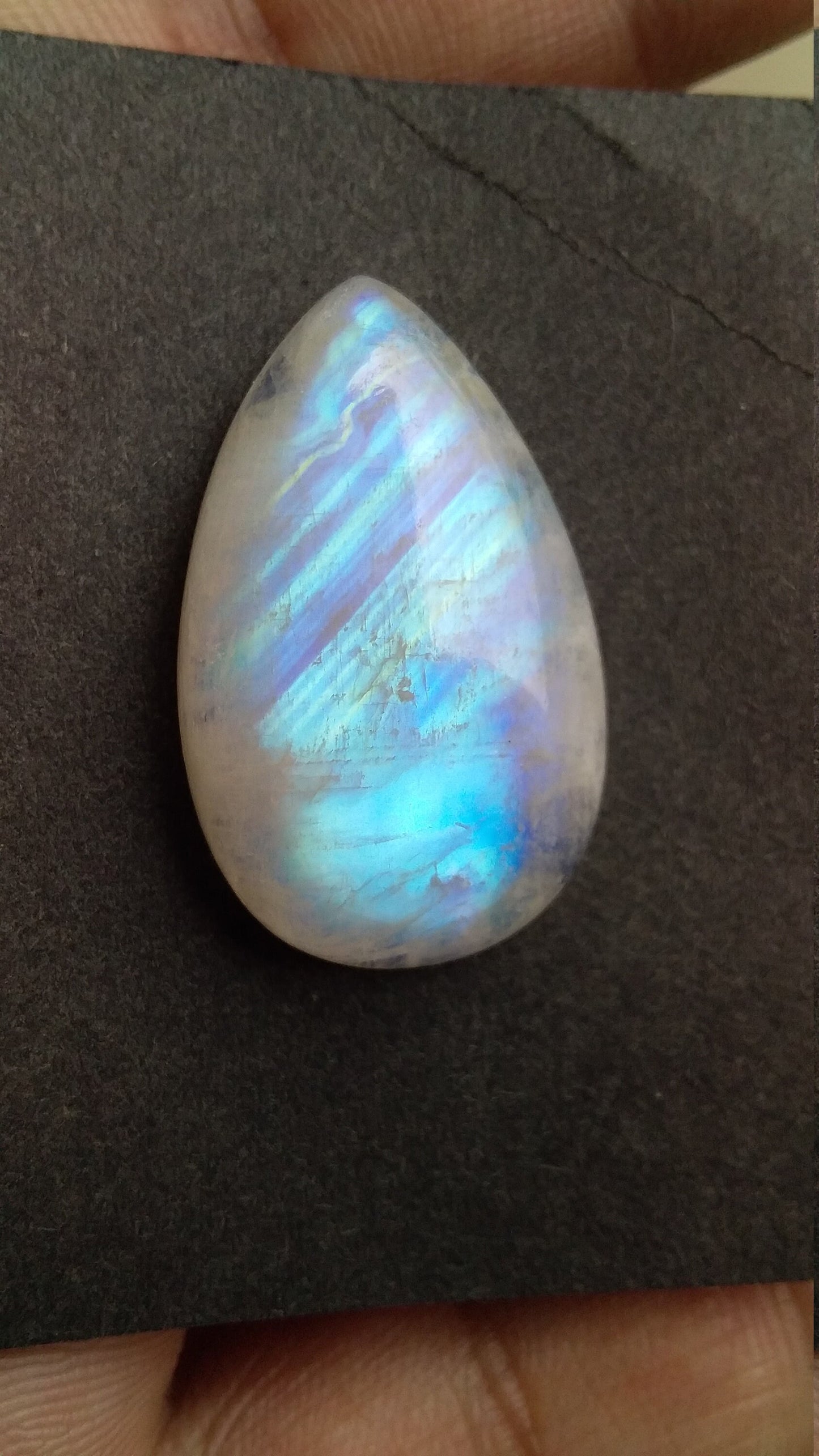 Rainbow moonstone cabochon gemstone pear, Blue fire moonstone, Rainbow Moonstone Cabochon For Unique Jewelry Making, Cabochon For Pendant