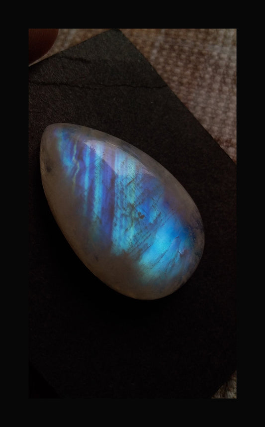 Rainbow moonstone cabochon gemstone pear, Blue fire moonstone, Rainbow Moonstone Cabochon For Unique Jewelry Making, Cabochon For Pendant