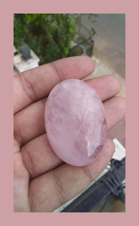 170 Cts Natural Rose Quartz Cabochon, Loose Gemstone,  Healing Crystal, Love Crystal, Big Size Oval Gemstone,  Palm Stone