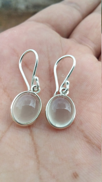 White Moonstone Earring, Moonstone Earrings Dangle, Natural gemstone earring, 925 Sterling Silver Jewelry gift for women, Handmade Earrings