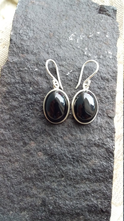 Black Onyx Earrings, Sterling Silver Earrings, Onyx Jewelry, Gemstone Handmade Jewelry, Dangle Earrings, Earrings for Women, Drop Earrings