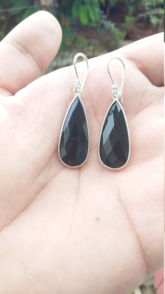 Black Onyx Earring, Sterling Silver Jewelry, Handmade Earrings, Gift for Her, Drop Dangle Earrings, Gem Stone Earrings, Silver Jewellery