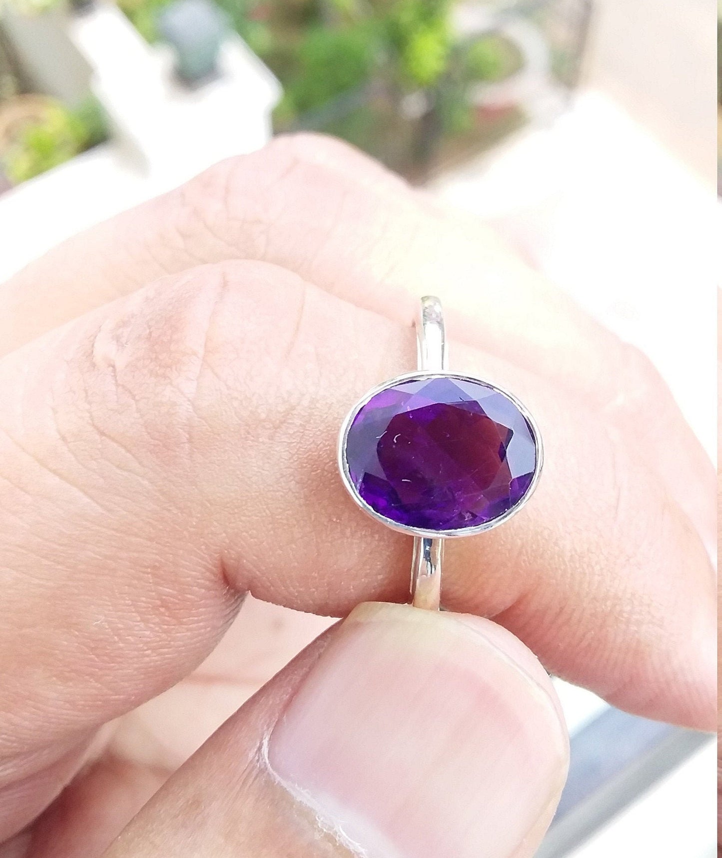 Purple Amethyst Ring Silver, Natural amethyst ring, Sterling Silver Handmade Ring, amethyst ring for women, Women Ring size 7, Gift For Her