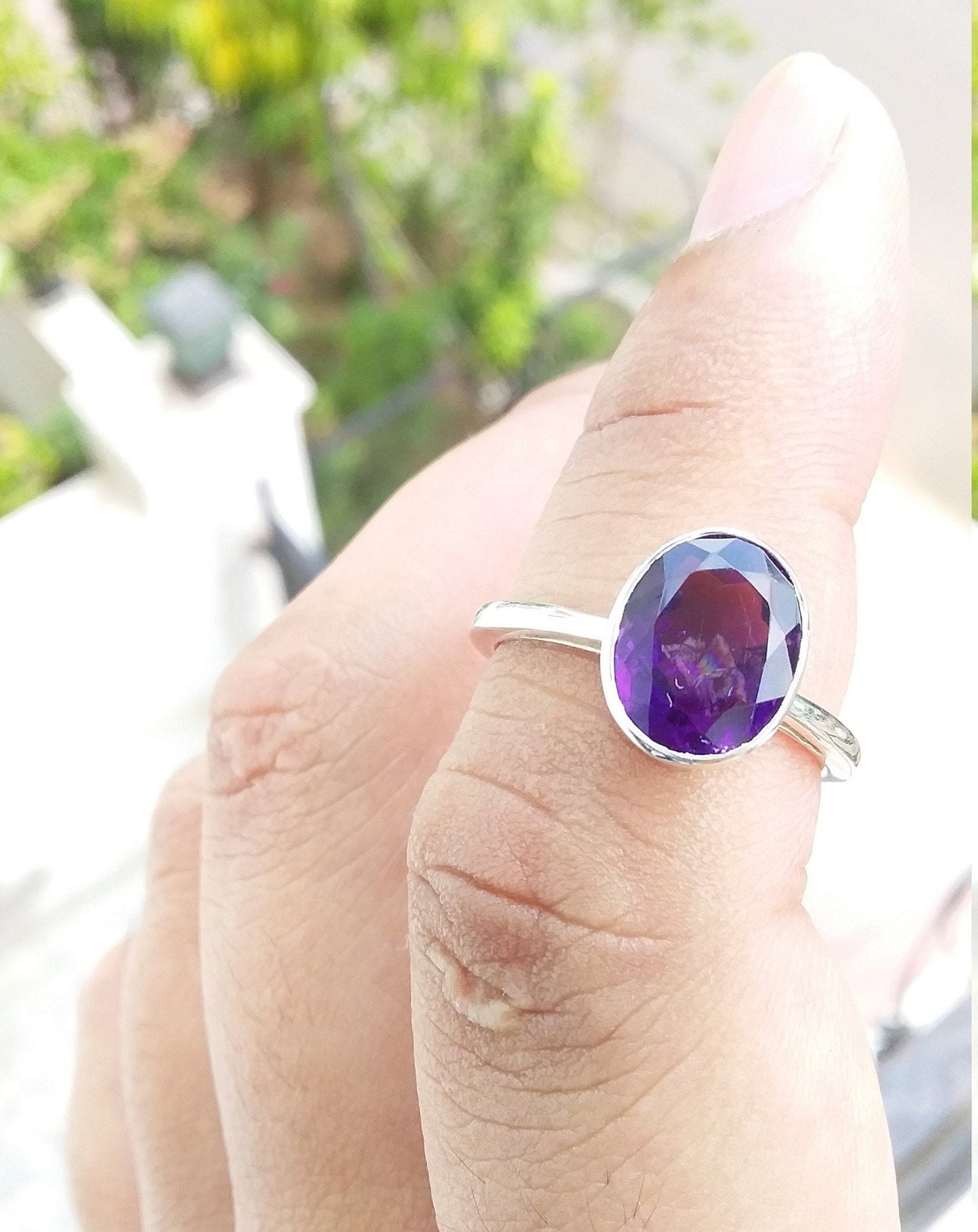 Purple Amethyst Ring Silver, Natural amethyst ring, Sterling Silver Handmade Ring, amethyst ring for women, Women Ring size 7, Gift For Her