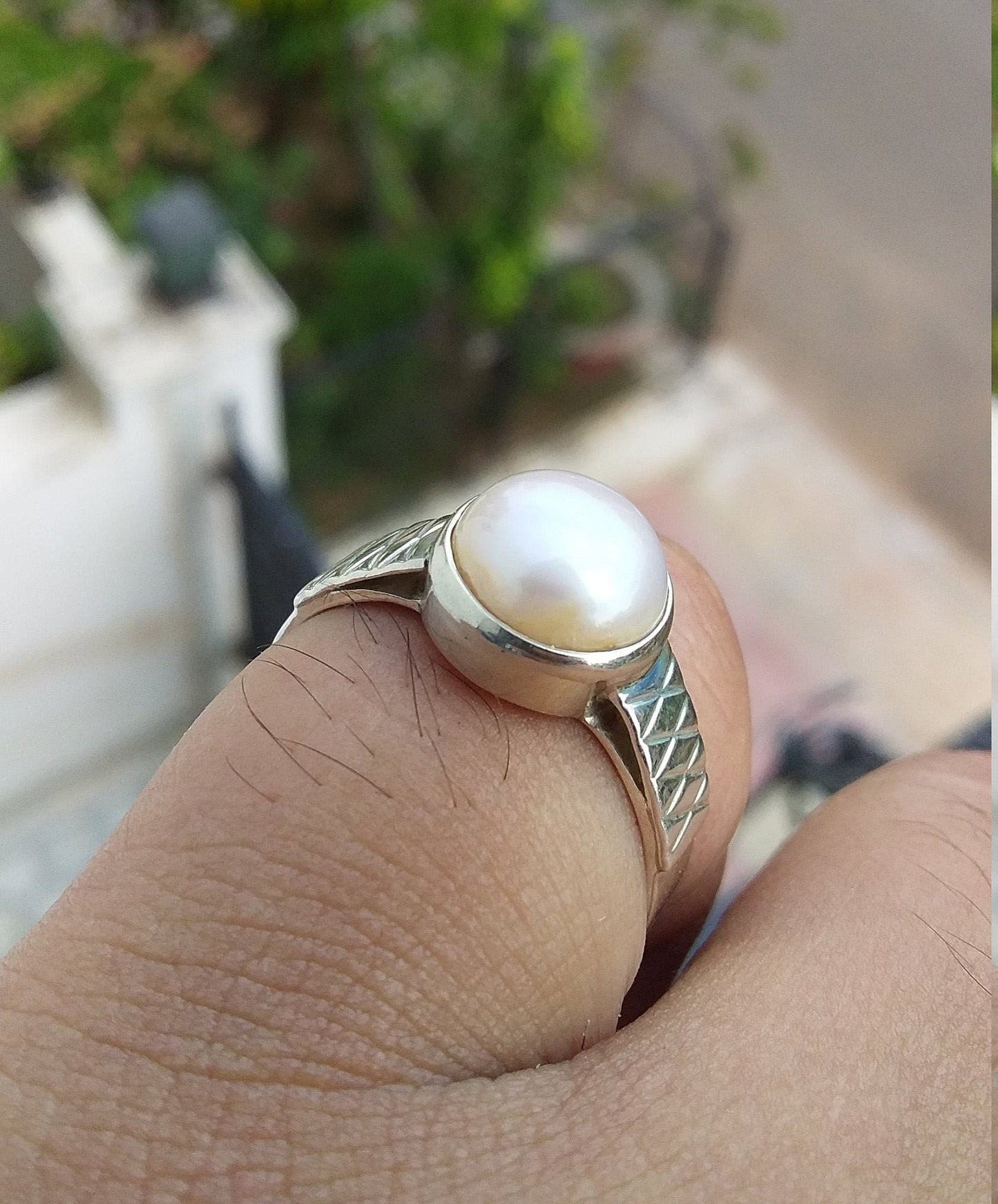 Pearl Ring 925 Sterling Silver Jewelry, Pearl Jewelry, Promise Ring, Boho Ring, Unisex Birthstone Handmade Ring, Pearl Stone Ring Size 8 & 9