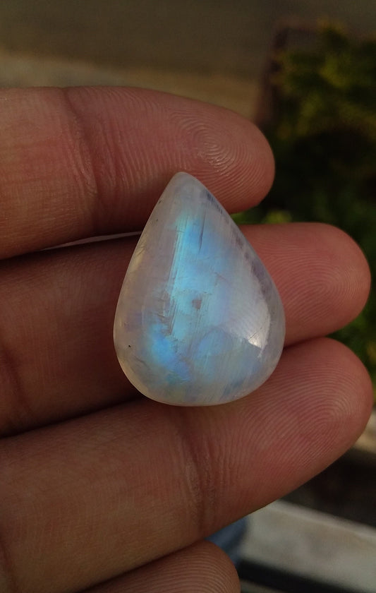 Natural Rainbow Moonstone, Loose Gemstone Natural, Pear Shape Stone, Blue Fire Cabochon, Semi Precious Loose Gemstone, Fireplay Moonstone