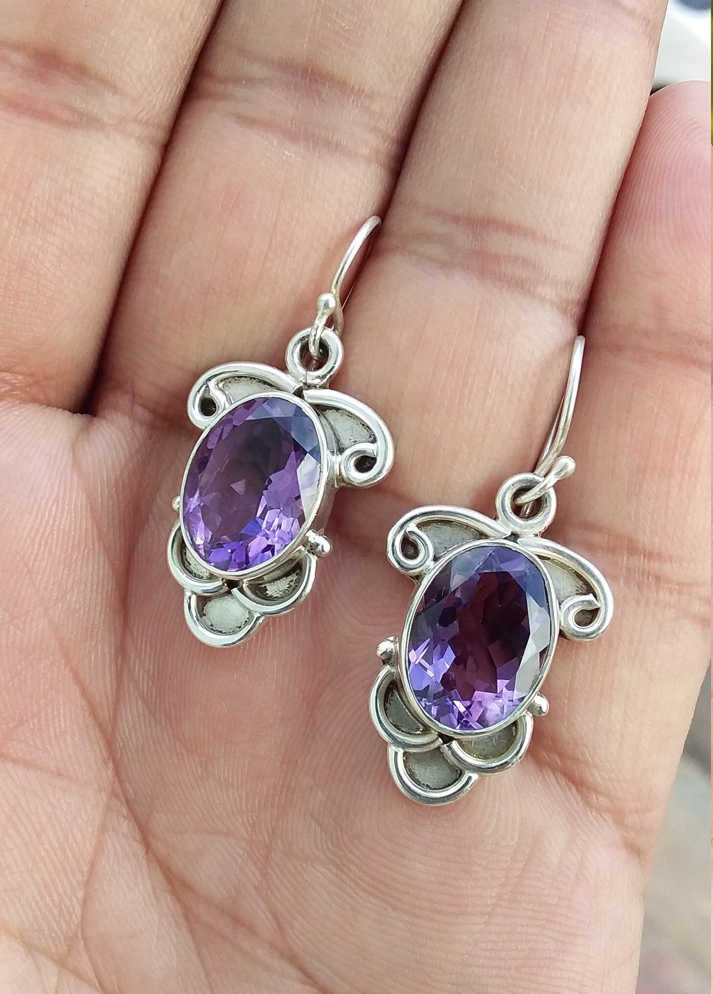 Amethyst Earrings Silver, Purple Amethyst Earring, Natural Amethyst silver Earring, Gift for her, February Birthstone, Daily Wear Earring