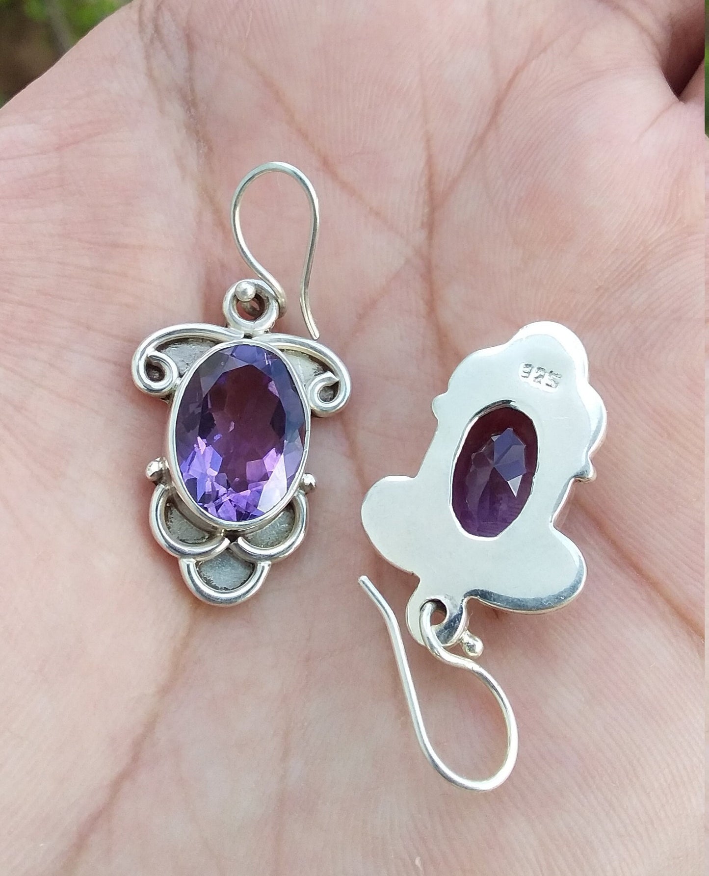 Amethyst Earrings Silver, Purple Amethyst Earring, Natural Amethyst silver Earring, Gift for her, February Birthstone, Daily Wear Earring