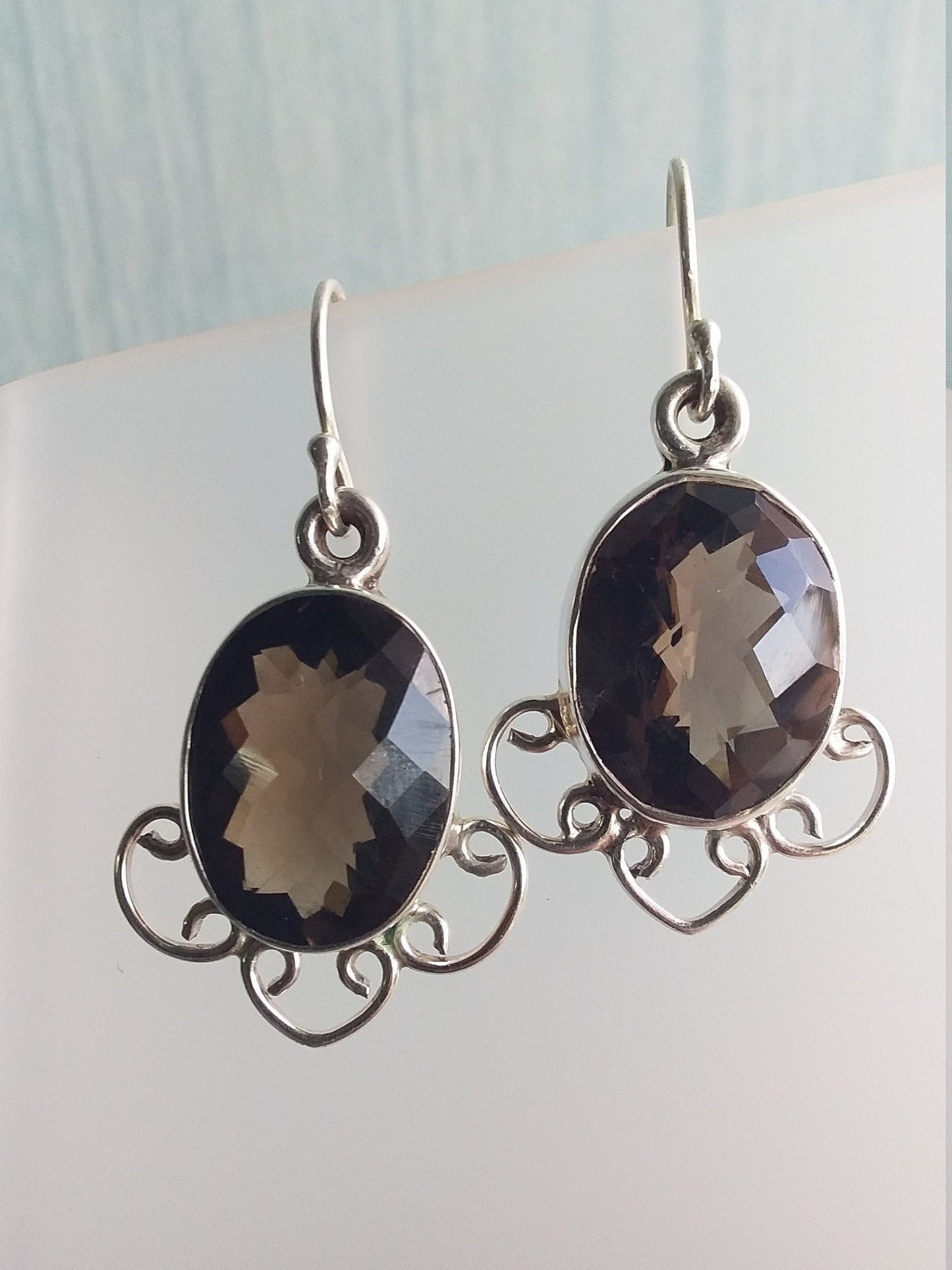 Smoky Quartz Earrings, 925 Sterling Silver Smoky Quartz Handmade Vintage Earrings, Drop & Dangle Smoky Quartz Earrings