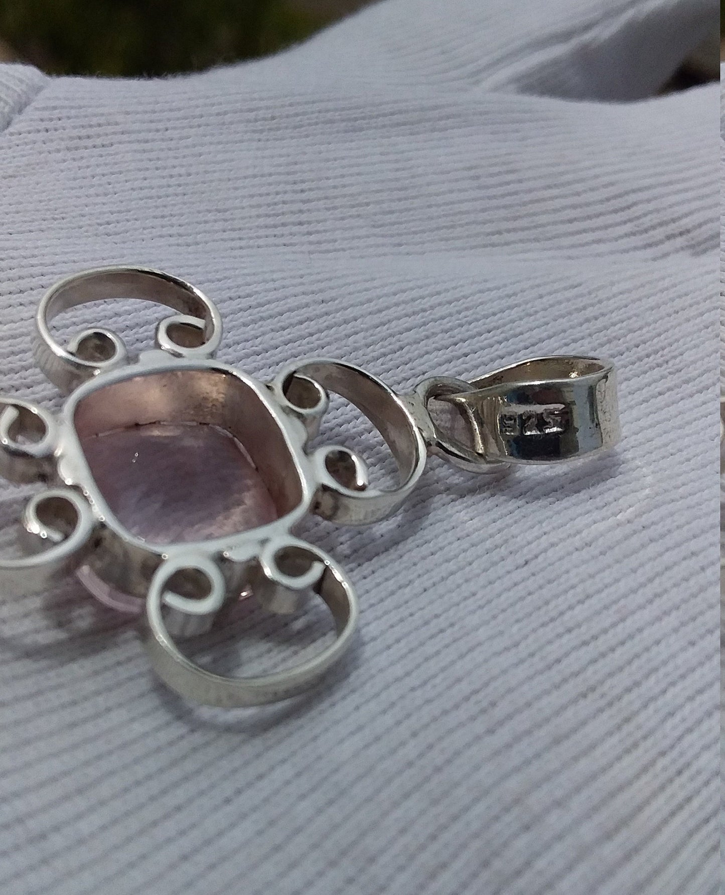Rose Quartz Pendant, 925 Sterling Silver Natural Gemstone Pendant, Cushion Shape Checker Cut, Pink Stone Semi Precious Necklace Jewelry