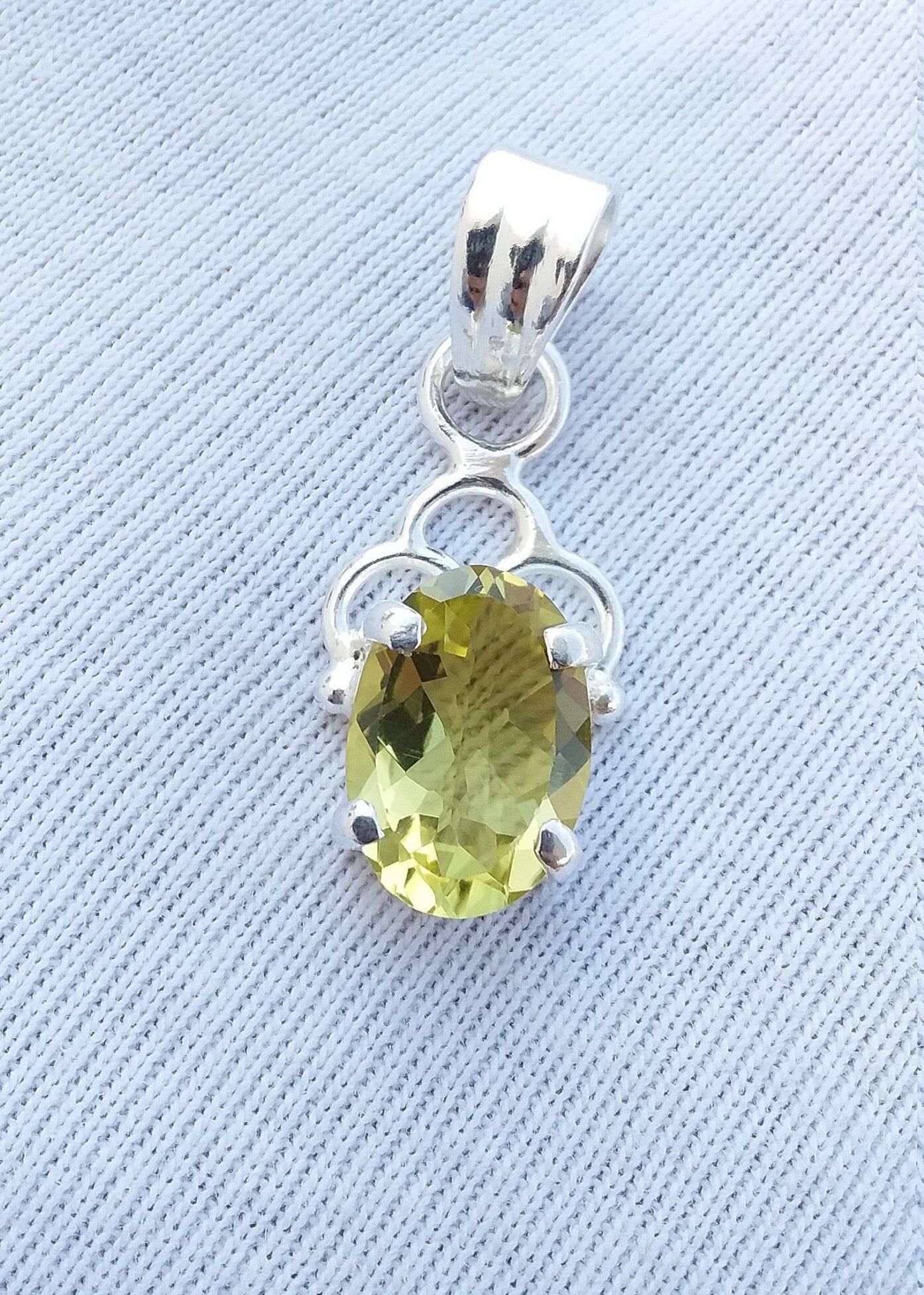 Lemon Quartz Pendant, 925 Sterling Silver Handmade Jewelry, Gemstone Small Pendant, Yellow stone Pendant, Gift for Her, Gift For Mother